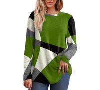 Felpe a tunica da donna maglioni leggeri a girocollo camicie a maniche lunghe raglan top moda autunno 2025, Verde, L