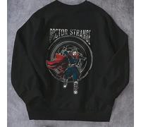 Felpe calde foderate in pile per bambini per autunno e inverno, top in cotone oversize, stampa dell'eroe Marvel Doctor Strange, stile casa/street/preppy/Y2K, felpe a maniche lunghe alla moda, semplici