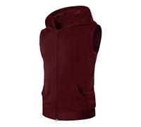 Felpe casual senza maniche con cappuccio per uomo, felpa con zip e cordoncino canottiera con tasca, gilet da allenamento da uomo con cappuccio atletico, magliette sportive per bodybuilding fitness e