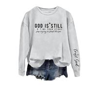 Felpe casual taglie forti Dio sta scrivendo la tua storia Smetti di cercare di rubare la penna felpa da donna con citazione ispiratrice camicie junior felpe adolescenti ragazze, Grigio, M