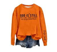 Felpe casual taglie forti Dio sta scrivendo la tua storia Smetti di cercare di rubare la penna felpa da donna con citazione ispiratrice camicie junior felpe adolescenti ragazze, Arancione, M
