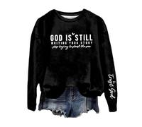 Felpe casual taglie forti Dio sta scrivendo la tua storia Smetti di cercare di rubare la penna felpa da donna con citazione ispiratrice camicie junior felpe adolescenti ragazze, Nero , M
