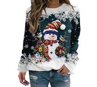 Felpe Christmas Donna Elegante Maglione Natalizi Maglioni Caldo Felpa di Natale Girocollo Basic Sweatshirt da Donna Natalizia Maglietta Cotone Slim Fit Maglioncino Natale Invernale