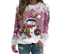 Felpe Christmas Donna Elegante Maglione Natalizi Maglioni Caldo Felpa di Natale Girocollo Basic Sweatshirt da Donna Natalizia Maglietta Cotone Slim Fit Maglioncino Natale Invernale
