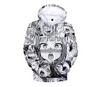 Felpe con cappuccio 3D Ahegao per Uomini e Donne Harajuku Ahegao Hoodie Kawaii O-Face Pullover Costume Unisex Tuta (1,3X-Large)