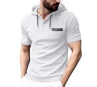 Felpe con cappuccio a maniche corte da uomo, ad asciugatura rapida, con cappuccio, con tasche, per allenamento estivo, atletica, maglietta da palestra, Z02-bianco, M