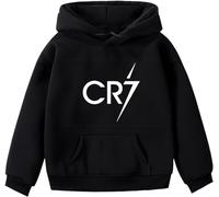 Felpe con Cappuccio atletiche for Ragazzi e Ragazzi Cristiano Ronaldo Pullover con Cappuccio-CR7 Felpe Casual a Maniche Lunghe con tasca/170 (Color : Black, Size : Small)