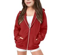Felpe Con Cappuccio Autunnale Bambina Morbido Felpe a Maniche Lunghe Bambine E Ragazze Leggero Comoda Hoodie Con Tasche Inverno Elegante Sweatshirt Tinta Unita Ragazza Y2k Pullover Streetwear