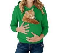 Felpe con cappuccio calde per le donne Uk Pet Pouch Pocket Felpa con cappuccio a maniche lunghe Big Solid Color Pullover Gatto Cucciolo Carino Pet Holder Felpa Casual Plain Oversize Felpa Inverno