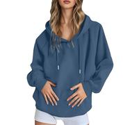 Felpe con cappuccio casual da donna Autunno Solido Backwoods Pullover Outfits Maglioni Comfort Moda Grafica personalizzata Y2K Plain Cute Workou Trendy Funny Womens 2025 Preppy Ladies, Blu scuro, XL