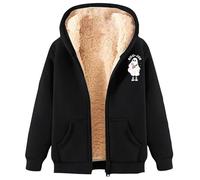 Felpe con cappuccio casual da donna Carino Zip Up Halloween Costume Anime con cappuccio Maglioni Zucca di Halloween Moda Grafica Sport Peloso Cappuccio Top Workou Country Ghost Witch Gothic, Nero , XL