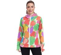 Felpe con cappuccio colorate con fragole e frutta per le donne alla moda con fori per il pollice camicie da bagno UPF 50+ protezione per, Frutta Colorata Fragola Cartoon, L