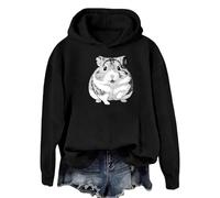 Felpe con cappuccio con animali da donna UK Plus Size felpa alla moda a maniche lunghe pullover allentato casual ragazze adolescenti top camicia, Nero , L