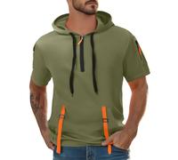 Felpe con cappuccio con cerniera a 1/4 da uomo, a maniche corte, coulisse in rete con cappuccio con tasche, felpe leggermente traspiranti pullover, felpe casual comode da jogging, felpe con cappuccio