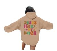 Felpe con cappuccio con disegni da donna con scritta "Jesus Jesus Has My Back" con cappuccio e scritta "I Love Jesus Fashion Essential Graphic Outfits Plain Faith Religious Pullover Autunno Anime