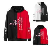 Felpe con cappuccio con grafica da uomo in stile giapponese britannico con cappuccio da uomo donna con cappuccio oversize hip hop felpa patchwork manica lunga pullover con tasche felpe con cappuccio