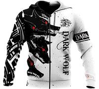 Felpe con cappuccio con zip lupo vichingo Felpe con cappuccio da uomo giovane Pullover Felpa con cappuccio norrena stampata in 3D Felpe con cappuccio atletiche da uomo ( Color : Zip Hoodie , Size : XL