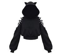 Felpe con cappuccio con zip per le donne uk carino abito orecchie di gatto pullover da donna cappuccio manica lunga punk gotico felpa cosplay abito casual comodo leggero Y2k E-Girl Loungewear