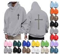 Felpe con cappuccio cristiane da uomo Faith Cross felpe con cappuccio a maniche lunghe con grafica Gesù pullover top con tasca, A01-nero, L