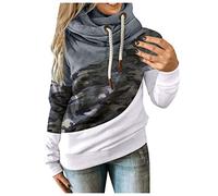 Felpe con cappuccio da donna a collo alto per taglie forti, felpe lunghe e calde da donna, tinta unita, felpa con cappuccio unisex, felpa con cappuccio autunno inverno con tasche giacca sportiva con