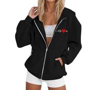 Felpe con cappuccio da donna calde felpe da donna UK rilassate tinta unita felpe da donna UK Ladies Zip Up Plain Felpe con cappuccio cardigan top maniche lunghe abbigliamento sportivo autunno danza