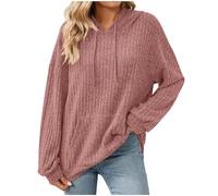 Felpe con cappuccio da donna casual a maniche lunghe maglione lavorato a maglia pullover maglione con tasca felpe leggere maglione maglione da donna, Rosa 1, XL