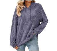 Felpe con cappuccio da donna casual a maniche lunghe maglione lavorato a maglia pullover maglione con tasca felpe leggere maglione maglione da donna, Viola 1., L