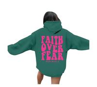 Felpe con cappuccio da donna Christian Faith Over Fear 2025 con cappuccio Gesù a maniche lunghe Pullover Top Paese religioso Trendy Casual Plain Maglioni Cool God Trust In The Lord con cappuccio