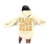 Felpe con cappuccio da donna Christian Faith Over Fear Anime casual grafica Gesù estetica alla moda con cappuccio Gesù salva abiti per adolescenti con cappuccio manica lunga vestiti essenziali Dio
