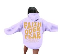 Felpe con cappuccio da donna Christian Faith Over Fear Beach Fall Trendy Gesù Casual con cappuccio Abiti Pray The Lord Grafica Loose Fit Maglioni a maniche lunghe Divertente Religioso I Love Jesus