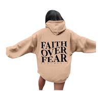 Felpe con cappuccio da donna Christian Faith Over Fear Comfort Summer Jesus Casual con cappuccio Abiti I Love Jesus Fall Workou Beach Graphic Top College Trust In The Lord Religious Felpa con
