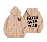 Felpe con cappuccio da donna Christian Faith Over Fear con cappuccio Lettera Gesù Simpatica grafica Pullover Trust In The Lord Maglioni per adolescenti Abbigliamento casual Anime Dio Felpe religiose
