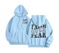 Felpe con cappuccio da donna Christian Faith Over Fear Graphic con cappuccio casual Gesù moda anime con cappuccio Dio felpe per adolescenti spiaggia estate cool abiti religiosi I Love Jesus top Workou