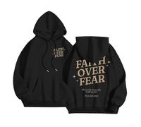 Felpe con cappuccio da donna Christian Faith Over Fear Workou Gesù con cappuccio Felpe Pray The Lord Fashion Graphic Casual Beach Summer Pullover con cappuccio Cool God I Love Jesus Y2K, Nero , S