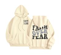 Felpe con cappuccio da donna Christian Faith Over Fear Y2K Summer Jesus Essential Pullover Vestiti Dio Comfort Casual Spiaggia Felpe con cappuccio Grafica Workou College Pray The Lord Jesus Saves Thin