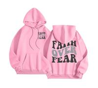 Felpe con cappuccio da donna Christian Faith Over Fear Y2K Summer Jesus Essential Pullover Vestiti Dio Comfort Casual Spiaggia Felpe con cappuccio Grafica Workou College Pray The Lord Jesus Saves Thin