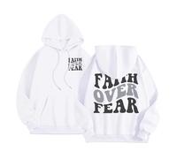 Felpe con cappuccio da donna Christian Faith Over Fear Y2K Summer Jesus Essential Pullover Vestiti Dio Comfort Casual Spiaggia Felpe con cappuccio Grafica Workou College Pray The Lord Jesus Saves Thin