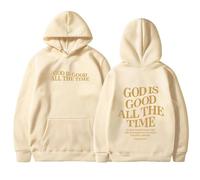 Felpe con cappuccio da donna Christian God Is Good All The Time Fashion Casual Jesus College Pullover Outfit Pray The Lord Loose Fit Graphic Letter Tops Y2K Fall Trust In The Lord Jesus Saves, Beige