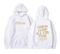 Felpe con cappuccio da donna Christian God Is Good All The Time Workou Casual Gesù Pullover Outfits Trust In The Lord Trendy Graphic Letter Top Carino Plain Faith Religioso Goth Y2K Gothic, bianco