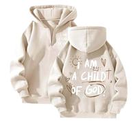 Felpe con cappuccio da donna Christian I Am A Child of God Fashion con cappuccio Gesù Essential Felpa con cappuccio Faith Loose Fit Casual Sporty Zipper Vestiti Carino I Love Jesus Religious, Beige