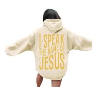 Felpe con cappuccio da donna Christian I Speak The Name of Jesus Y2K a maniche lunghe tinta unita con cappuccio Faith Workou trendy casual grafica girocollo felpe moda divertente Dio religioso cartone