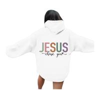 Felpe con cappuccio da donna Christian Jesus Chase You Carino con cappuccio allentato Top con cappuccio Trust In The Lord Cool Trendy Grafica Casual Abiti College Fede Dio Pullover Workou Donna