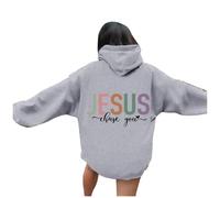 Felpe con cappuccio da donna Christian Jesus Chase You Moda con cappuccio College Pullover Outfit Trust In The Lord Loose Fit Grafica Casual Trendy Top 2025 Personalizzato Gesù salva Fede Divertente