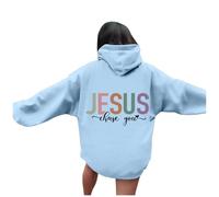 Felpe con cappuccio da donna Christian Jesus Chase You Moda con cappuccio College Pullover Outfit Trust In The Lord Loose Fit Grafica Casual Trendy Top 2025 Personalizzato Gesù salva Fede Divertente