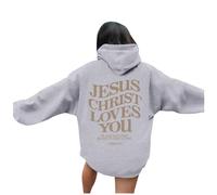 Felpe con cappuccio da donna Christian Jesus Christ Christ Loves You Anime Lettera Casual Comfort Vintage con cappuccio Gesù salva vestiti per adolescenti Grafica abiti alla moda I Love Jesus God