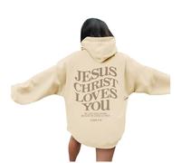 Felpe con cappuccio da donna Christian Jesus Christ Christ Loves You Anime Lettera Casual Comfort Vintage con cappuccio Gesù salva vestiti per adolescenti Grafica abiti alla moda I Love Jesus God
