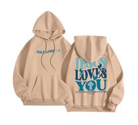 Felpe con cappuccio da donna Christian Jesus Loves You Funny Lettera alla moda Casual Maglioni con cappuccio Religioso Università Comfort Loose Graphic Top Essenziale Dio Gesù salva Pullover Workou