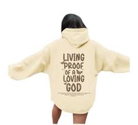 Felpe con cappuccio da donna Christian Living Proof of A Loving God Anime Trendy con cappuccio Gesù Estate Felpa con cappuccio Faith Soft Comfort Casual Beach Graphic Felpe Estetiche Autunno, Beige, S