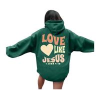 Felpe con cappuccio da donna Christian Love Like Jesus Carino con cappuccio Autunno Pullover Top Trust In The Lord Felpe con lettera grafica alla moda 2026 Leggero Fede Dio Backwoods Y2K Plain Cartoon