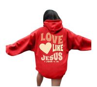Felpe con cappuccio da donna Christian Love Like Jesus Carino con cappuccio Autunno Pullover Top Trust In The Lord Felpe con lettera grafica alla moda 2026 Leggero Fede Dio Backwoods Y2K Plain Cartoon